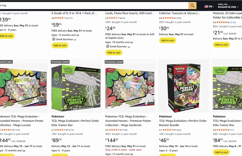 PokeMarkt overlay running on Amazon.
